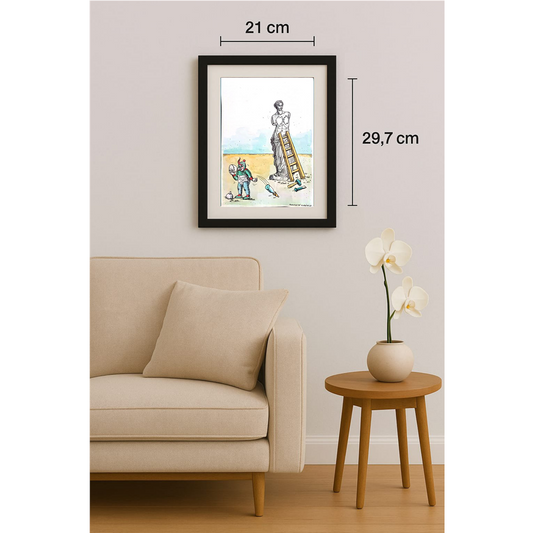 Porumbita Mihaita 29x21cm Orijinal Karikatür Tablo BOD00032