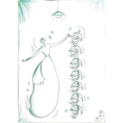 He Xin 29x21cm Orijinal Karikatür Tablo BOD00011