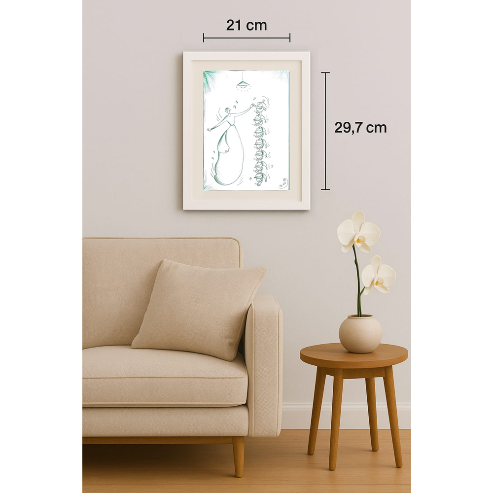 He Xin 29x21cm Orijinal Karikatür Tablo BOD00011