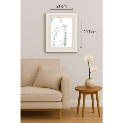 He Xin 29x21cm Orijinal Karikatür Tablo BOD00011