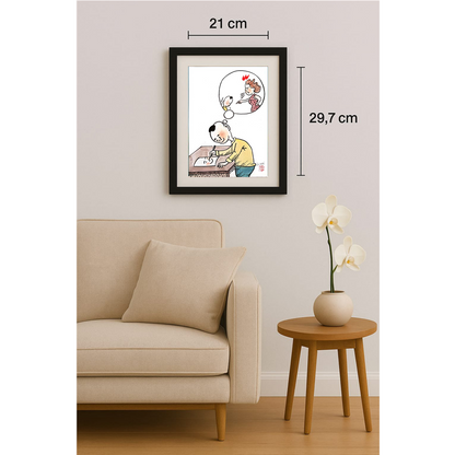 Lie Wei 29x21cm Orijinal Karikatür Tablo BOD00016