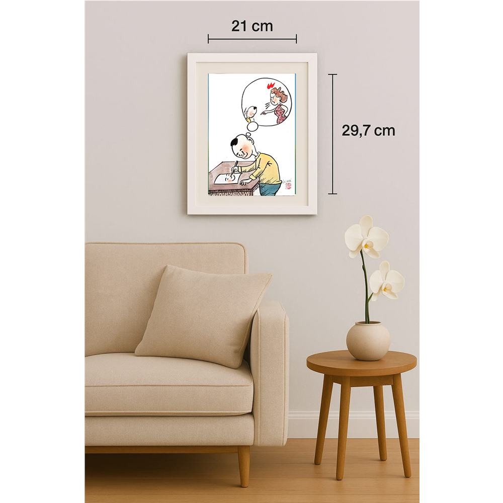 Lie Wei 29x21cm Orijinal Karikatür Tablo BOD00016