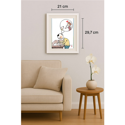 Lie Wei 29x21cm Orijinal Karikatür Tablo BOD00016