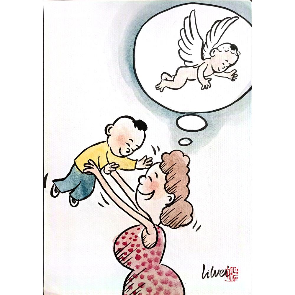 Lie Wei 29x21cm Orijinal Karikatür Tablo BOD00017