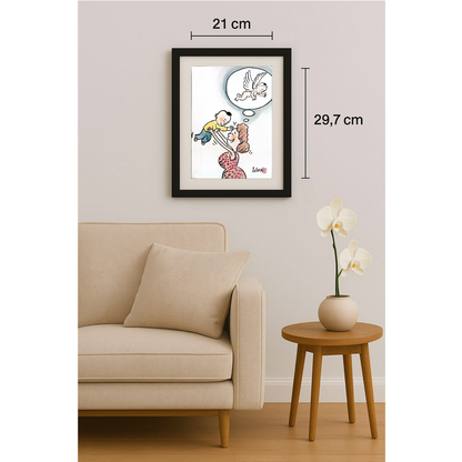 Lie Wei 29x21cm Orijinal Karikatür Tablo BOD00017