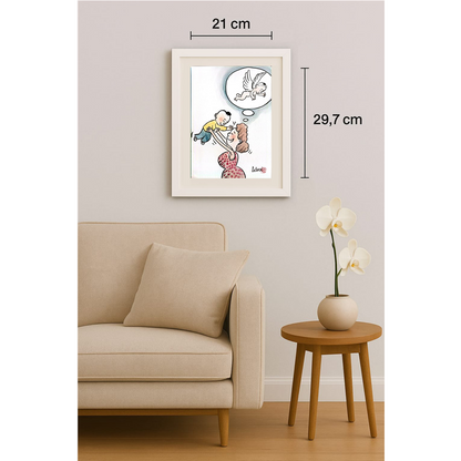 Lie Wei 29x21cm Orijinal Karikatür Tablo BOD00017