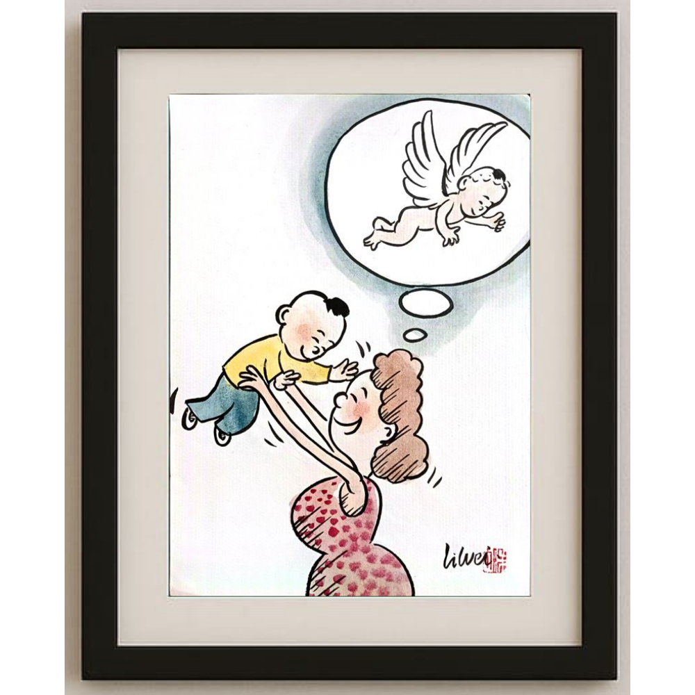 Lie Wei 29x21cm Orijinal Karikatür Tablo BOD00017