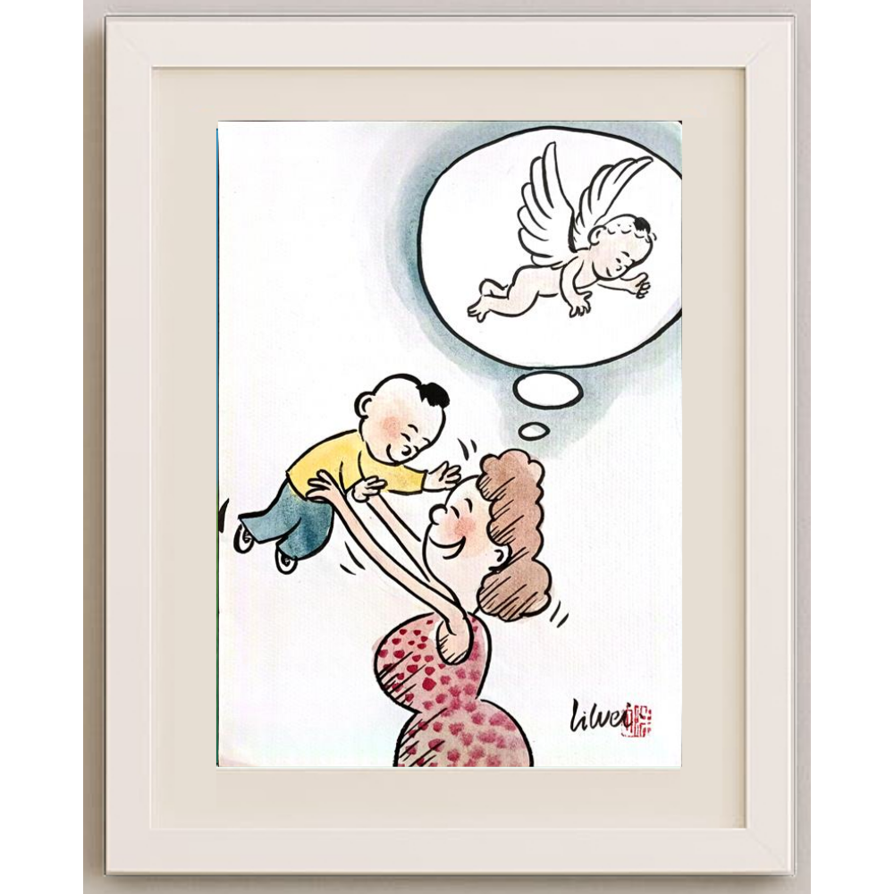 Lie Wei 29x21cm Orijinal Karikatür Tablo BOD00017