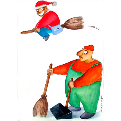 Hongyu Ma 29x21cm  Orijinal Karikatür Tablo BOD00023