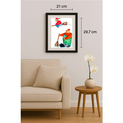 Hongyu Ma 29x21cm  Orijinal Karikatür Tablo BOD00023