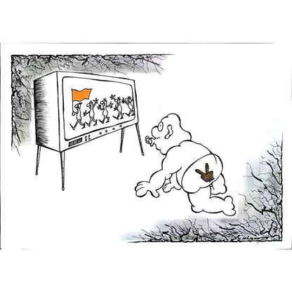 Marian Lupu 29x21cm Orijinal Karikatür Tablo BOD00030