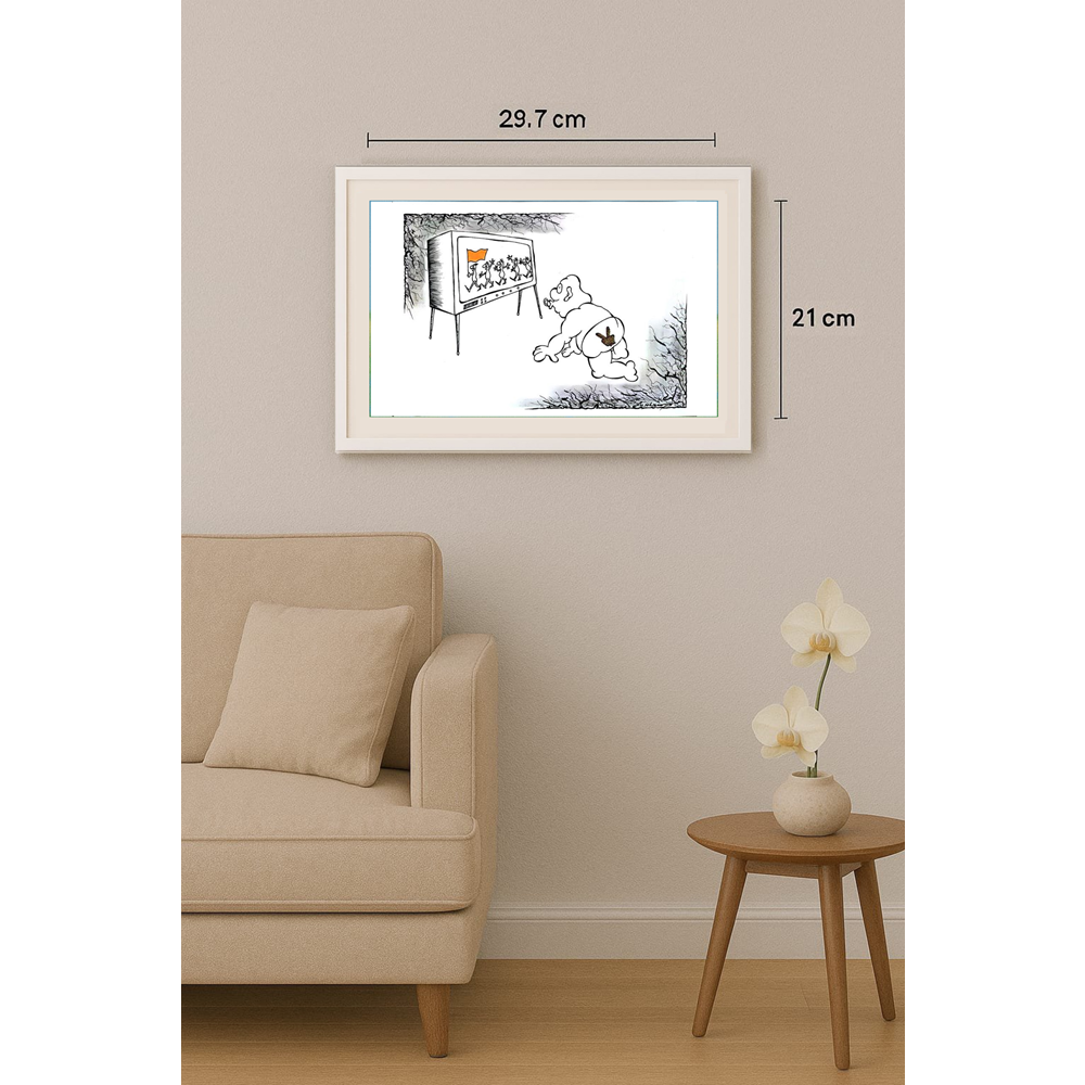 Marian Lupu 29x21cm Orijinal Karikatür Tablo BOD00030