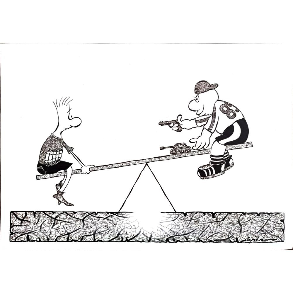 Marian Lupu 29x21cm Orijinal Karikatür Tablo BOD00031