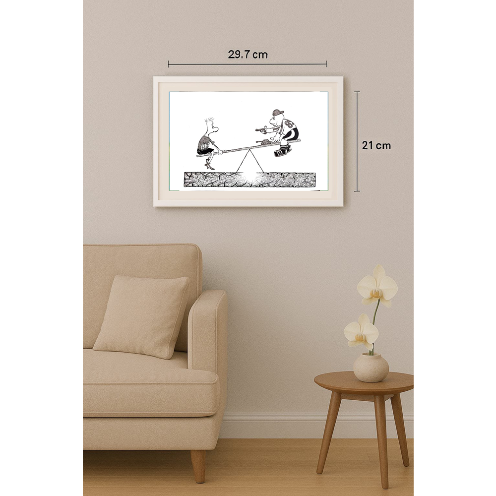 Marian Lupu 29x21cm Orijinal Karikatür Tablo BOD00031