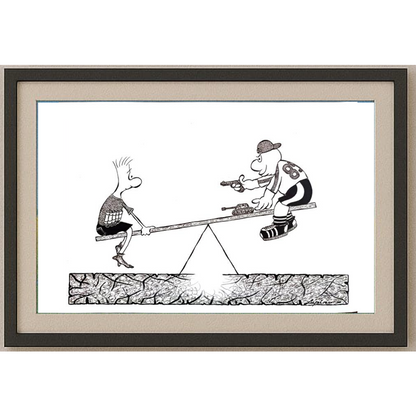 Marian Lupu 29x21cm Orijinal Karikatür Tablo BOD00031