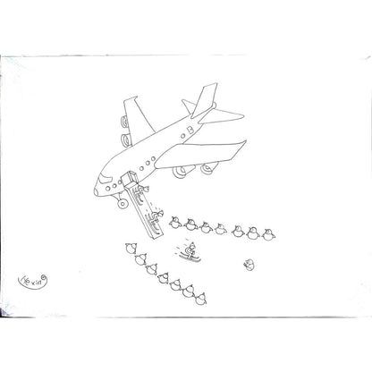 Marian Lupu 29x21cm Orijinal Karikatür Tablo BOD00033