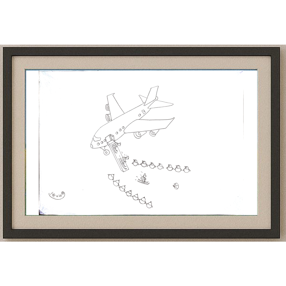 Marian Lupu 29x21cm Orijinal Karikatür Tablo BOD00033