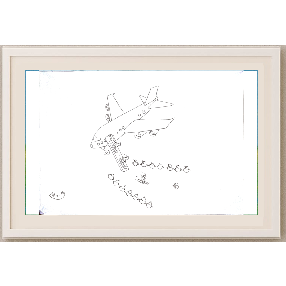 Marian Lupu 29x21cm Orijinal Karikatür Tablo BOD00033