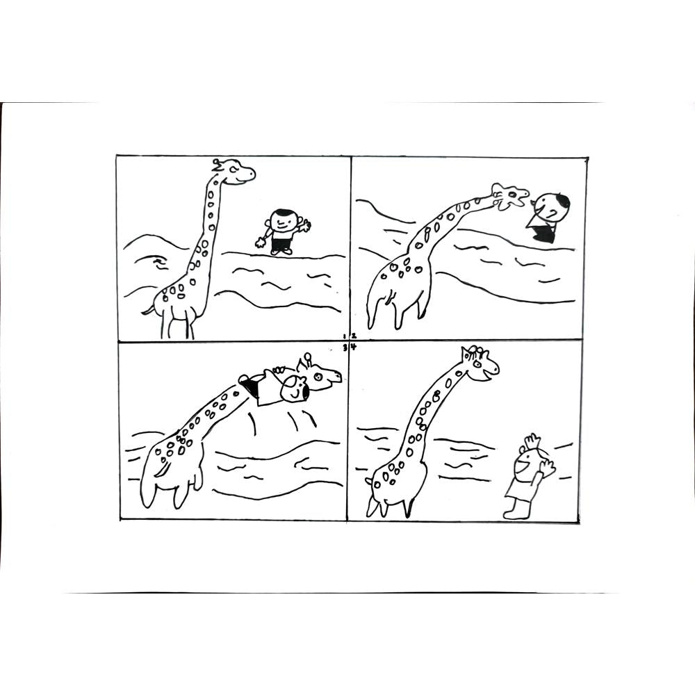 Wang Shou 29x21cm Orijinal Karikatür Tablo BOD00036