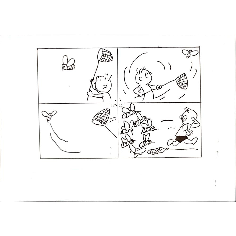 Wang Shou 29x21cm Orijinal Karikatür Tablo BOD00037