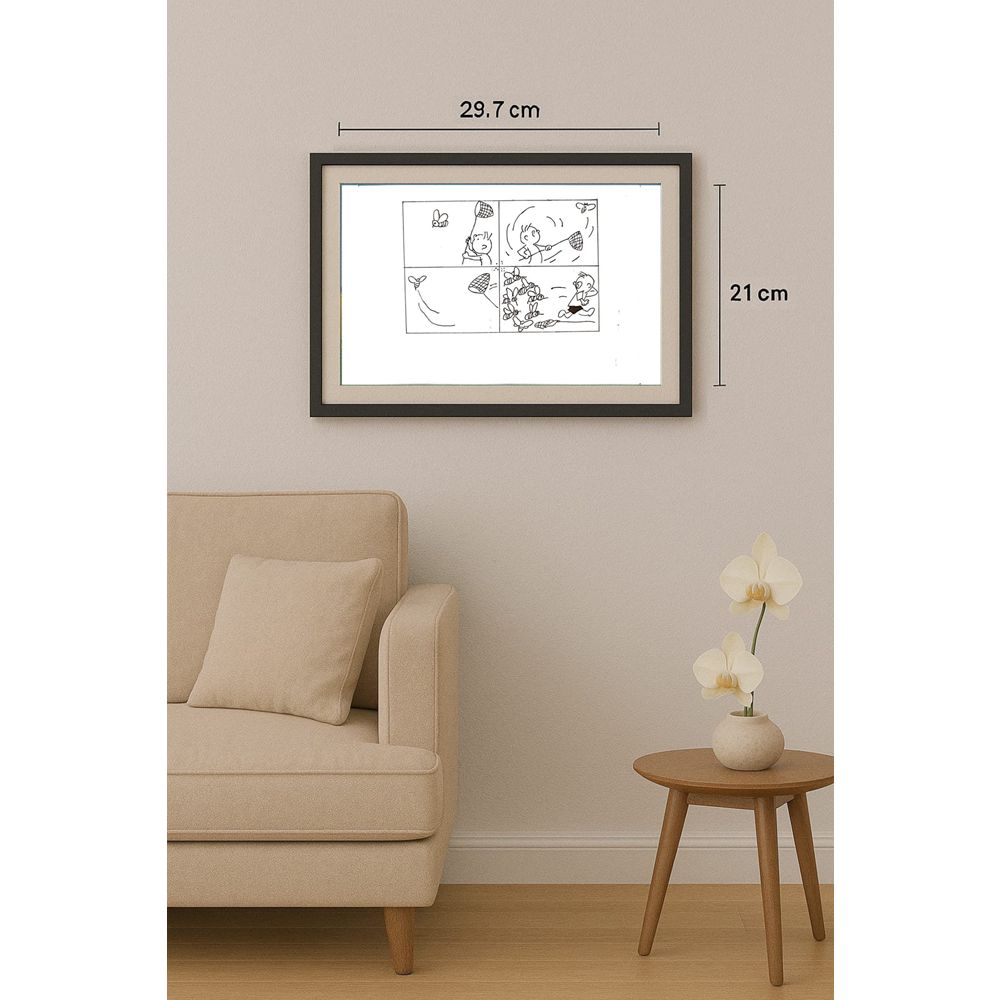 Wang Shou 29x21cm Orijinal Karikatür Tablo BOD00037