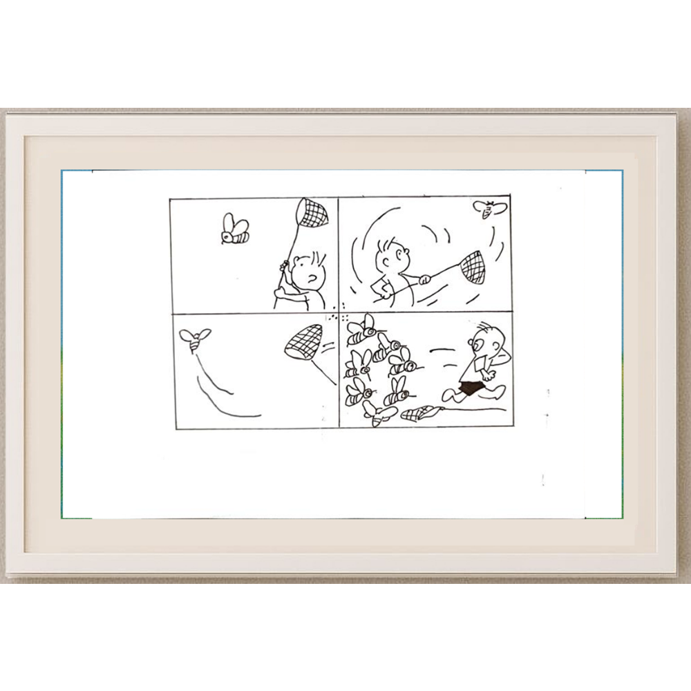 Wang Shou 29x21cm Orijinal Karikatür Tablo BOD00037