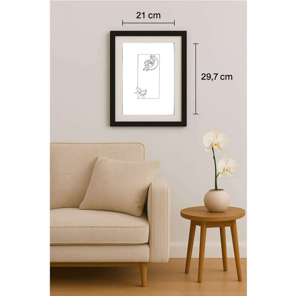 Wang Shou 29x21cm Orijinal Karikatür Tablo BOD00038