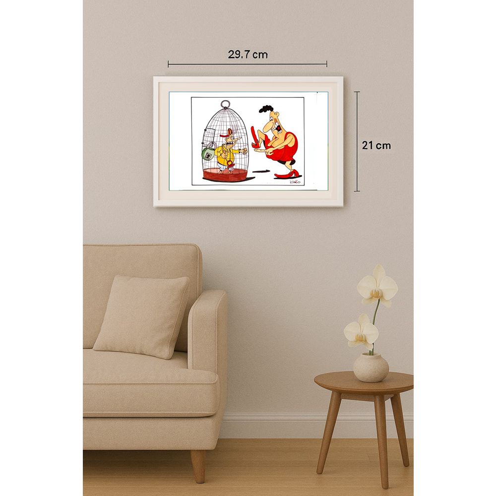 Tadeusz Krotos 29x21cm Orijinal Karikatür Tablo BOD00039