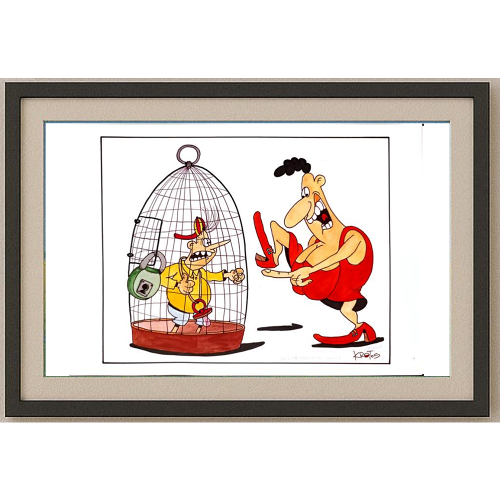 Tadeusz Krotos 29x21cm Orijinal Karikatür Tablo BOD00039