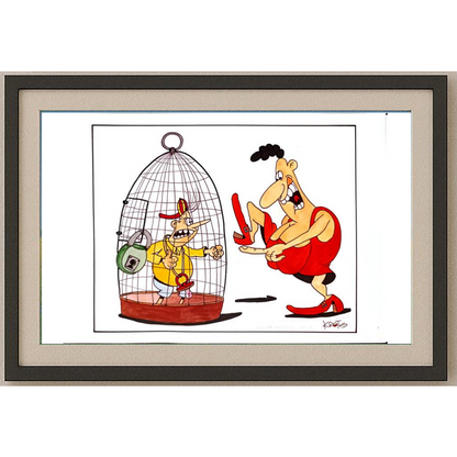 Tadeusz Krotos 29x21cm Orijinal Karikatür Tablo BOD00039