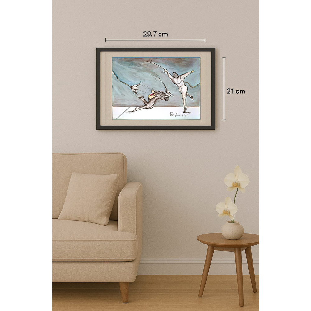 Ghinea Uriasu 29x21cm  Orijinal Karikatür Tablo BOD00052