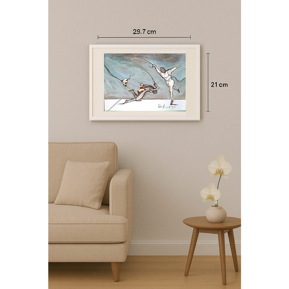 Ghinea Uriasu 29x21cm  Orijinal Karikatür Tablo BOD00052