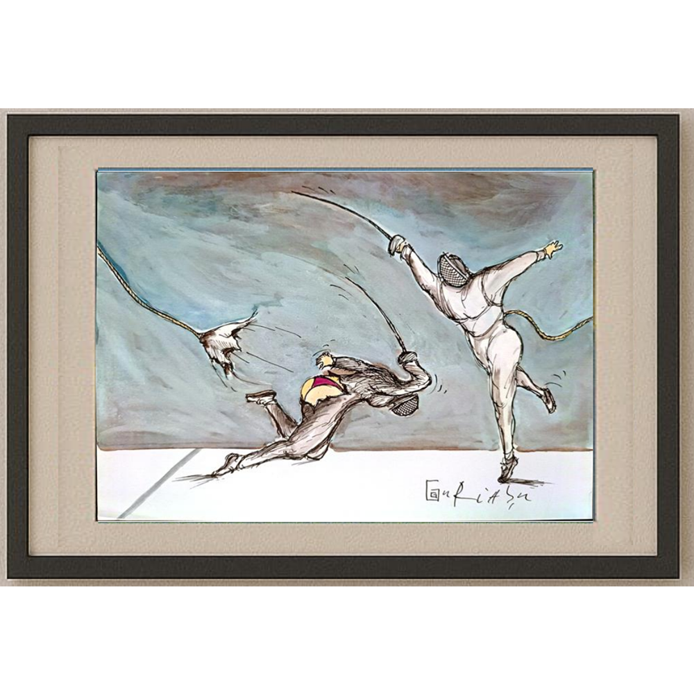 Ghinea Uriasu 29x21cm  Orijinal Karikatür Tablo BOD00052