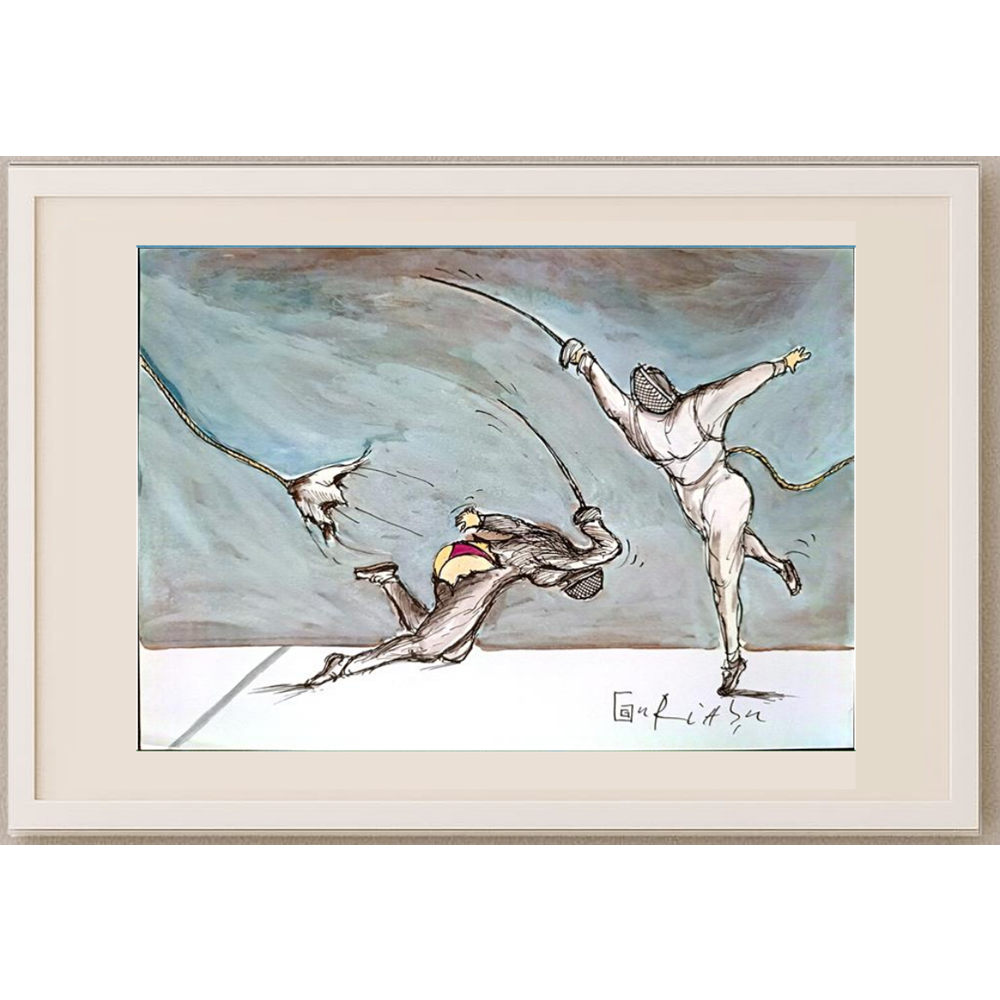 Ghinea Uriasu 29x21cm  Orijinal Karikatür Tablo BOD00052