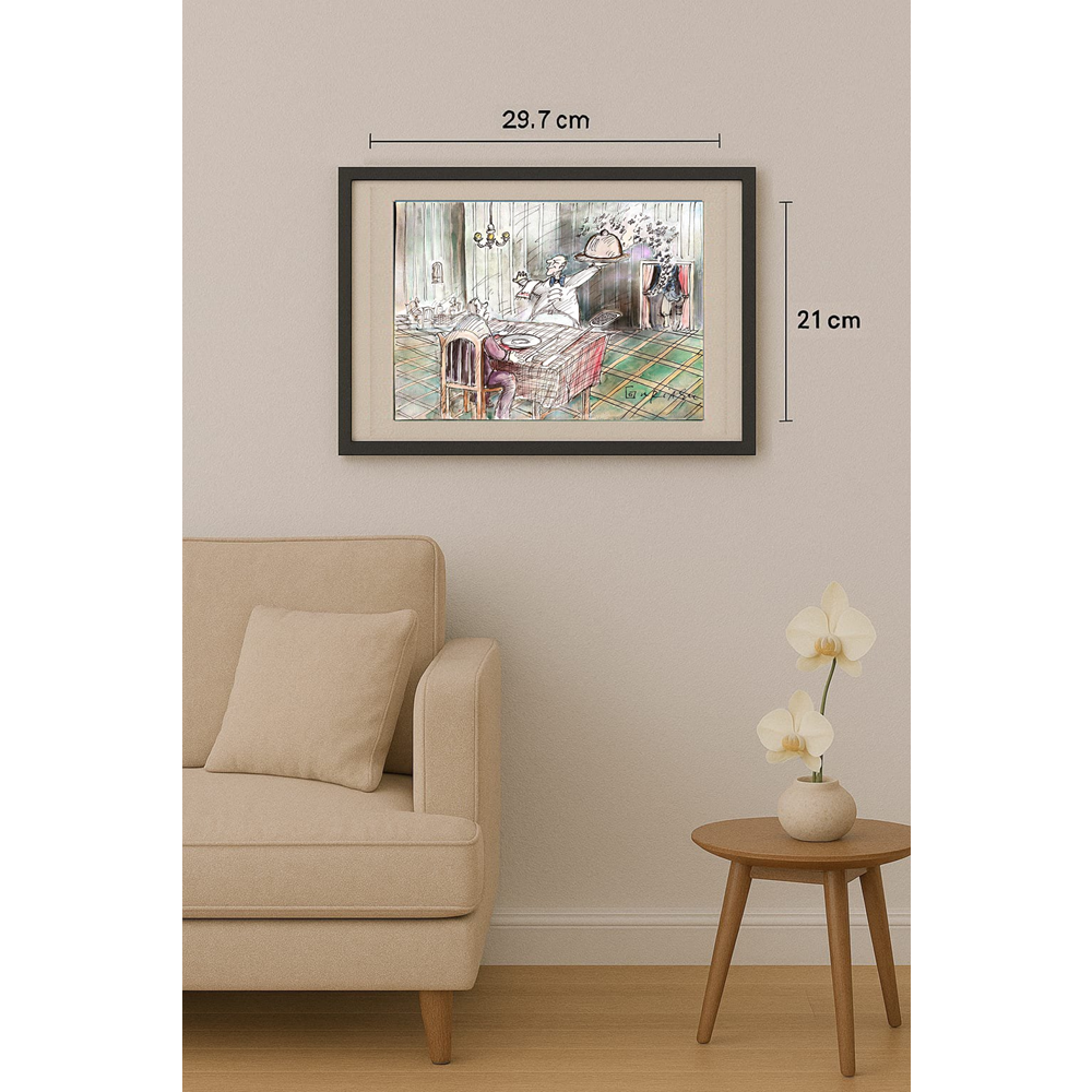 Ghinea Uriasu 29x21cm  Orijinal Karikatür Tablo BOD00053