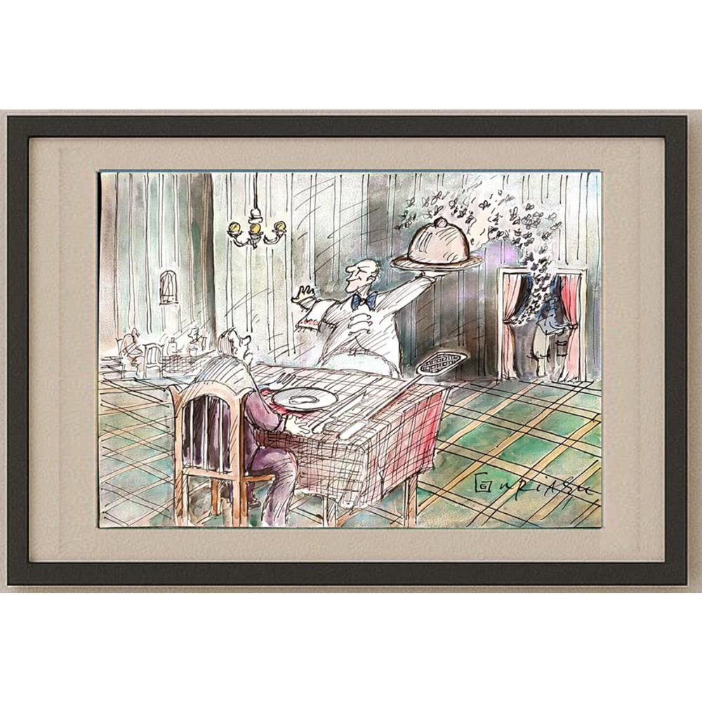 Ghinea Uriasu 29x21cm  Orijinal Karikatür Tablo BOD00053