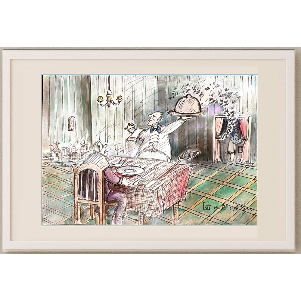 Ghinea Uriasu 29x21cm  Orijinal Karikatür Tablo BOD00053