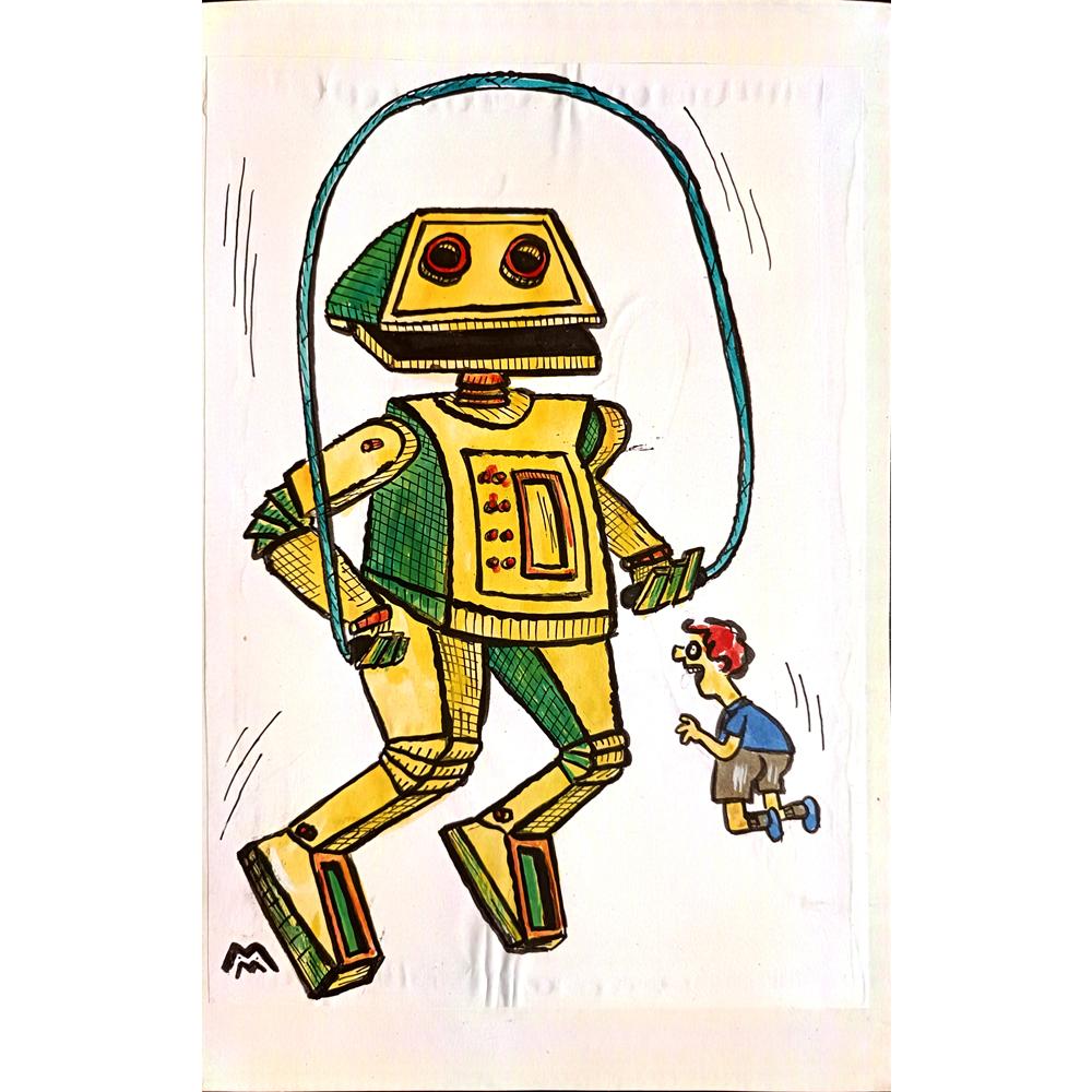 Mileta Miloradovic 19x29cm Orijinal Karikatür Tablo BOD00091