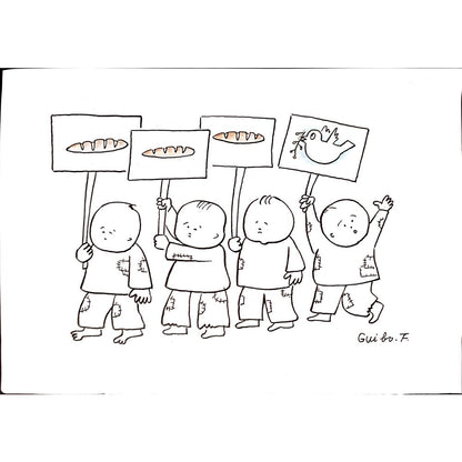 Feng Gui Bo 29x21cm Orijinal Karikatür Tablo BOD00097