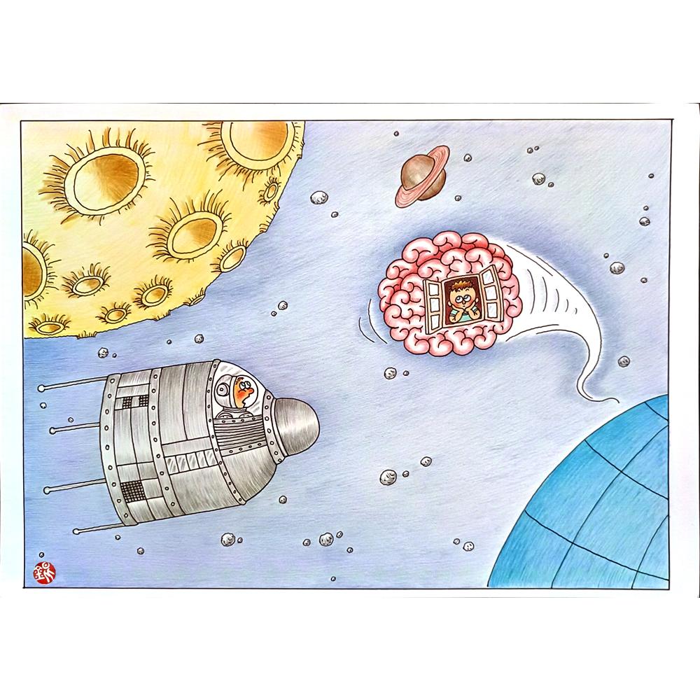 Huang Kun 29x21cm Original Cartoon BOD00112