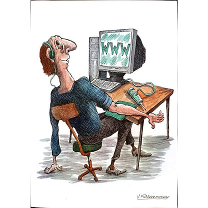 Vladimir Kazanevsky 29x21cm Orijinal Karikatür BOD00128