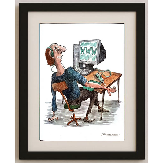 Vladimir Kazanevsky 29x21cm Orijinal Karikatür BOD00128