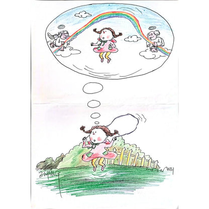 Zhang Wei 29x21cm Orijinal Karikatür BOD00369