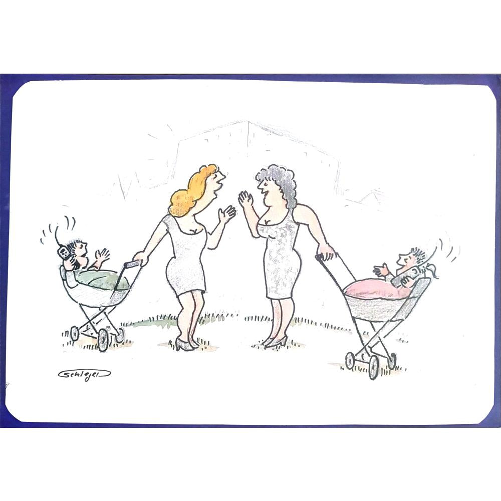 Wolfgang Schlegel 29x21cm Orijinal Karikatür BOD00386