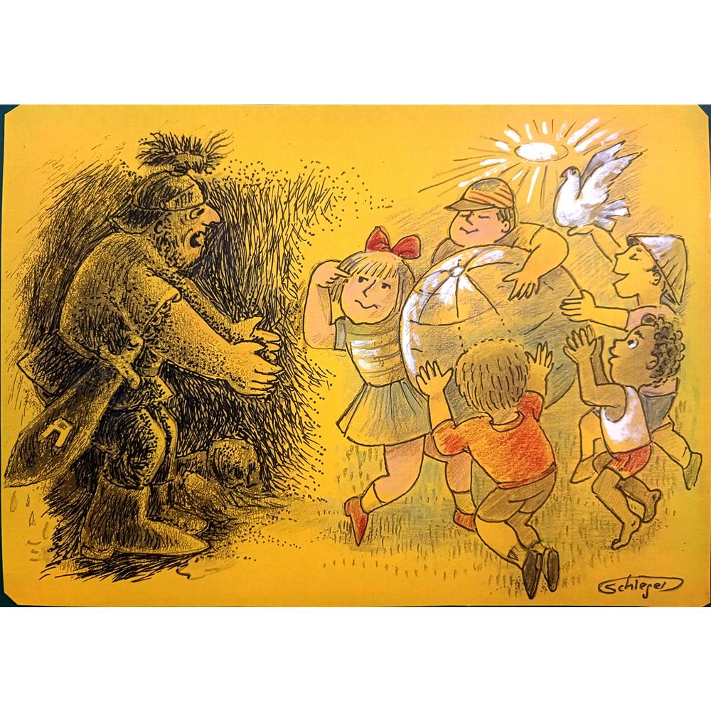 Wolfgang Schlegel 29x21cm Orijinal Karikatür BOD00387