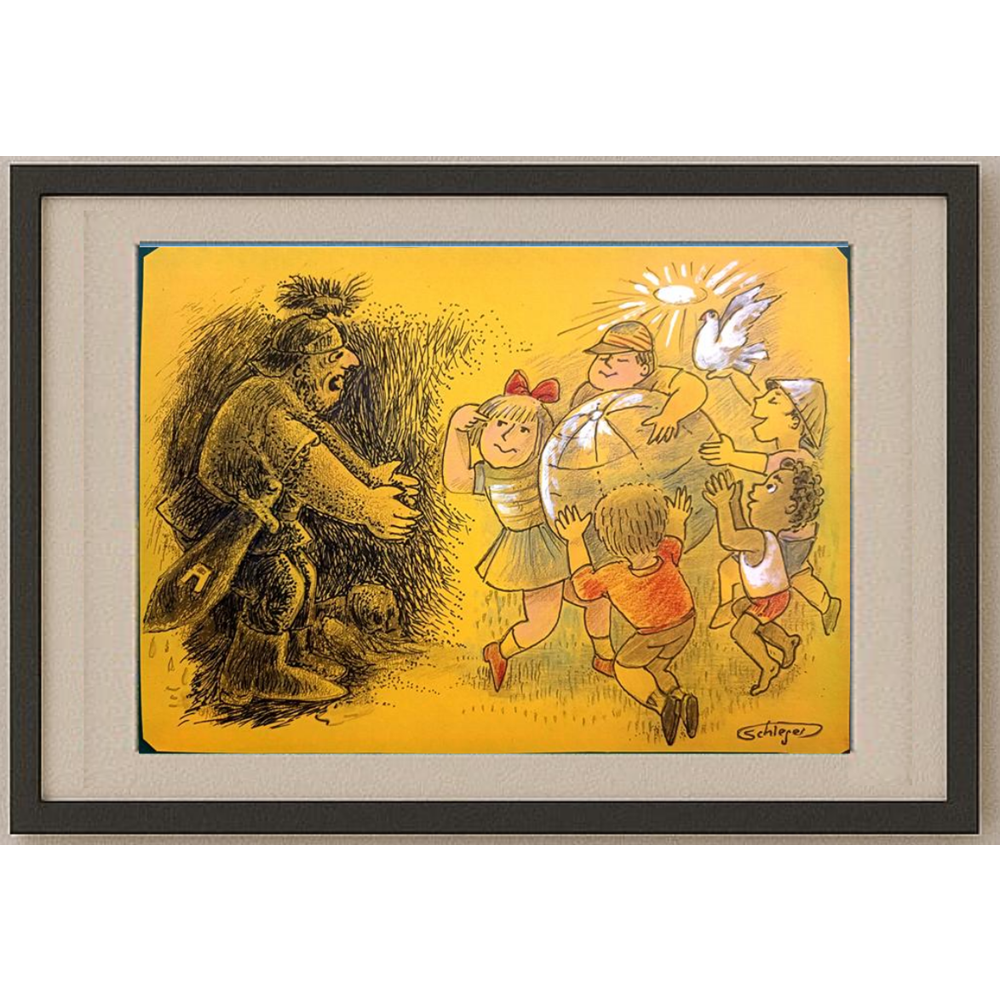 Wolfgang Schlegel 29x21cm Orijinal Karikatür BOD00387