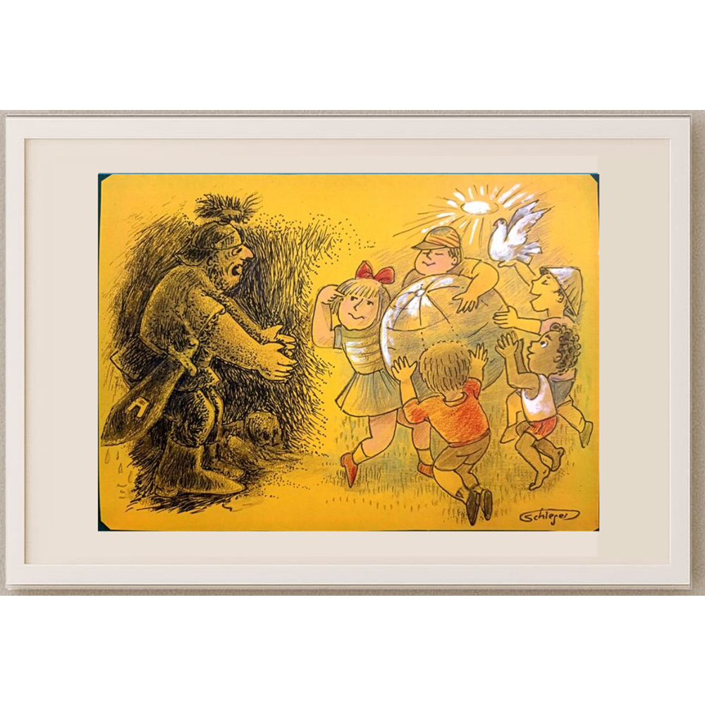 Wolfgang Schlegel 29x21cm Orijinal Karikatür BOD00387