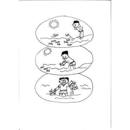 Wang Mingchuan 29x21cm Orijinal Karikatür BOD00411