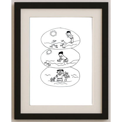 Wang Mingchuan 29x21cm Orijinal Karikatür BOD00411