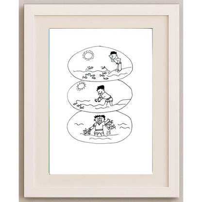 Wang Mingchuan 29x21cm Orijinal Karikatür BOD00411